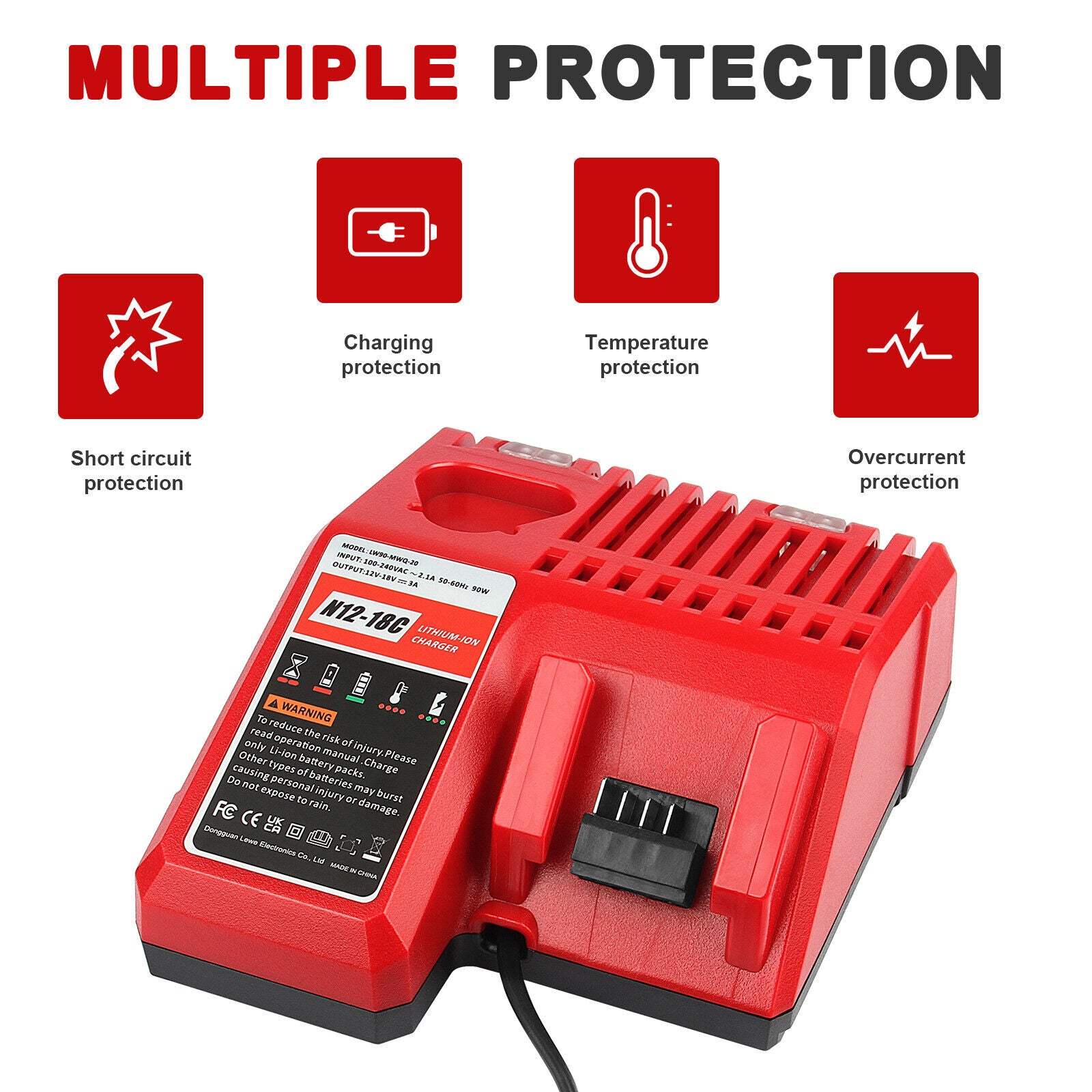 N12-18C Charger for Milwaukee 18V 12V M18 M12 Lithium Battery N12-18C Charger for Milwaukee 18V 12V M18 M12 Lithium Battery